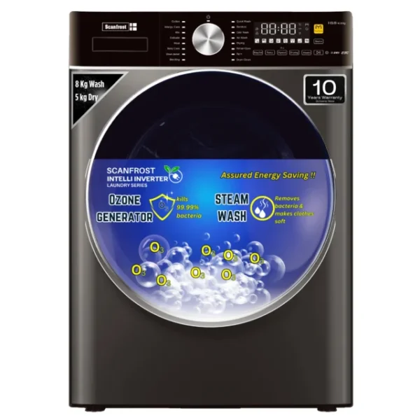 Scanfrost 8kg Wash/5kg Dryer Front Load Inverter Automatic Wash And Dry Machine