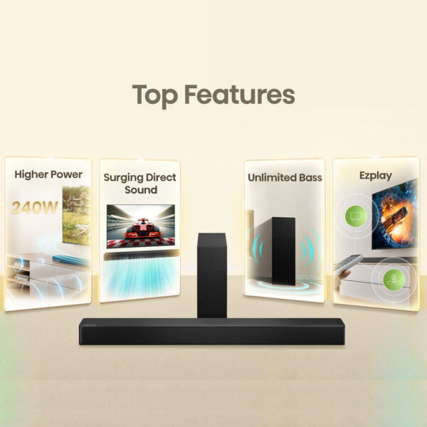Hisense HS2100 2.1ch 240W Soundbar with wireless subwoofer - Image 2