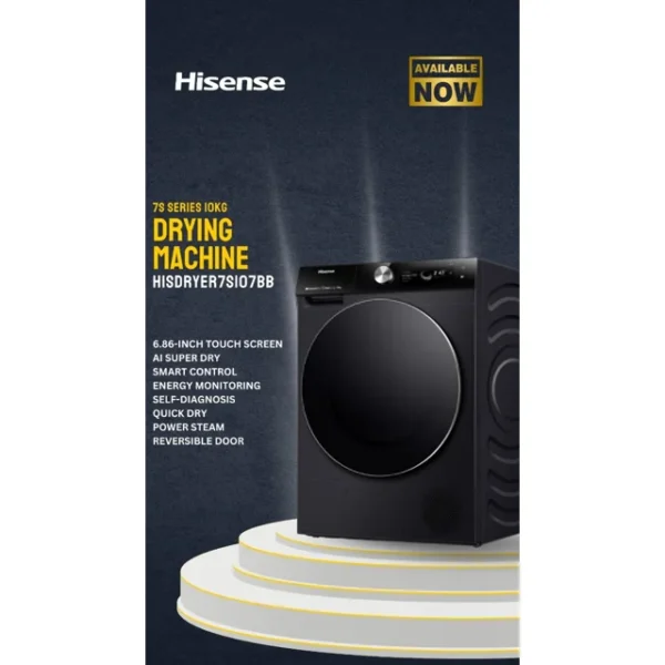 Hisense 10kg Cloth Dryer | Model DH7S107BB - Image 2