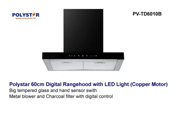 Polystar 60CM Rangehood with LED Light PV-TD6010B