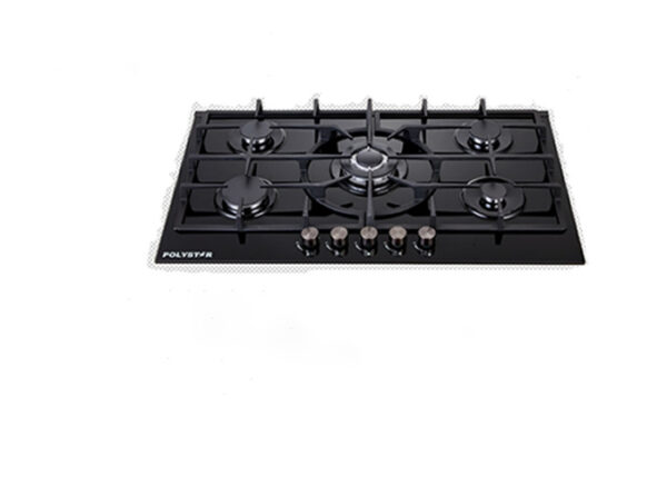 POLYSTAR 5 BURNER TEMPERED GLASS 90CM BUILT IN GASHUB – PV-JYBA5AG - Image 2