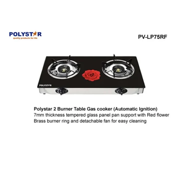Polystar 2 Gas Burner Table Top Gas Cooker Auto Ignition | PV-LP75RF