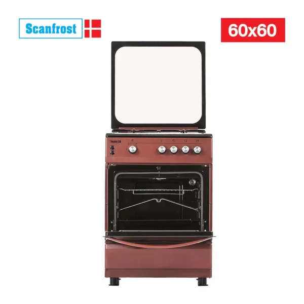 SCANFROST 60X60 3 Gas Burners 1 Hotplate Burgundy – APSCCKFG45 / CK6302R