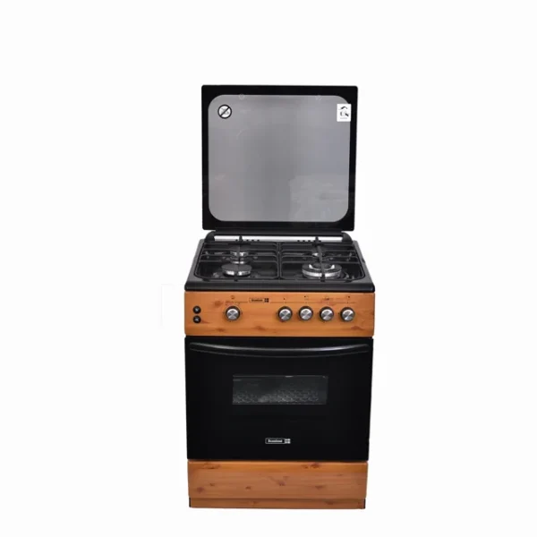 Scanfrost Gas Cooker 60X60 with 4 Gas (1 Wok) Burner, Gas Oven & Grill Rotisserie, Wood Finish| SFC6401NG