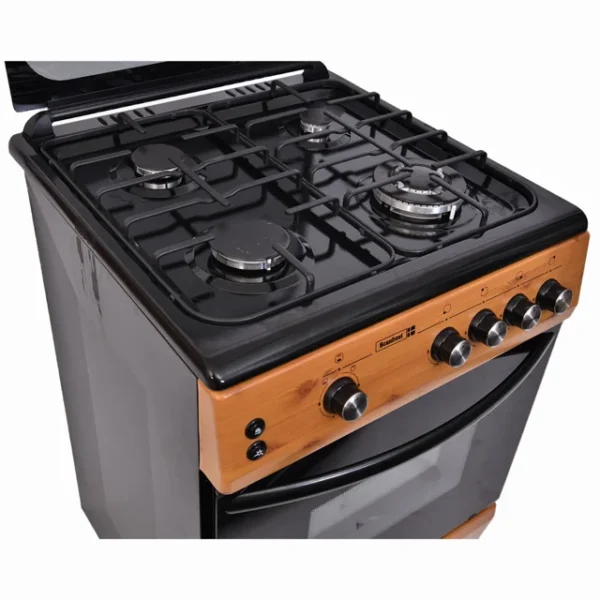 Scanfrost Gas Cooker 60X60 with 4 Gas (1 Wok) Burner, Gas Oven & Grill Rotisserie, Wood Finish| SFC6401NG - Image 2